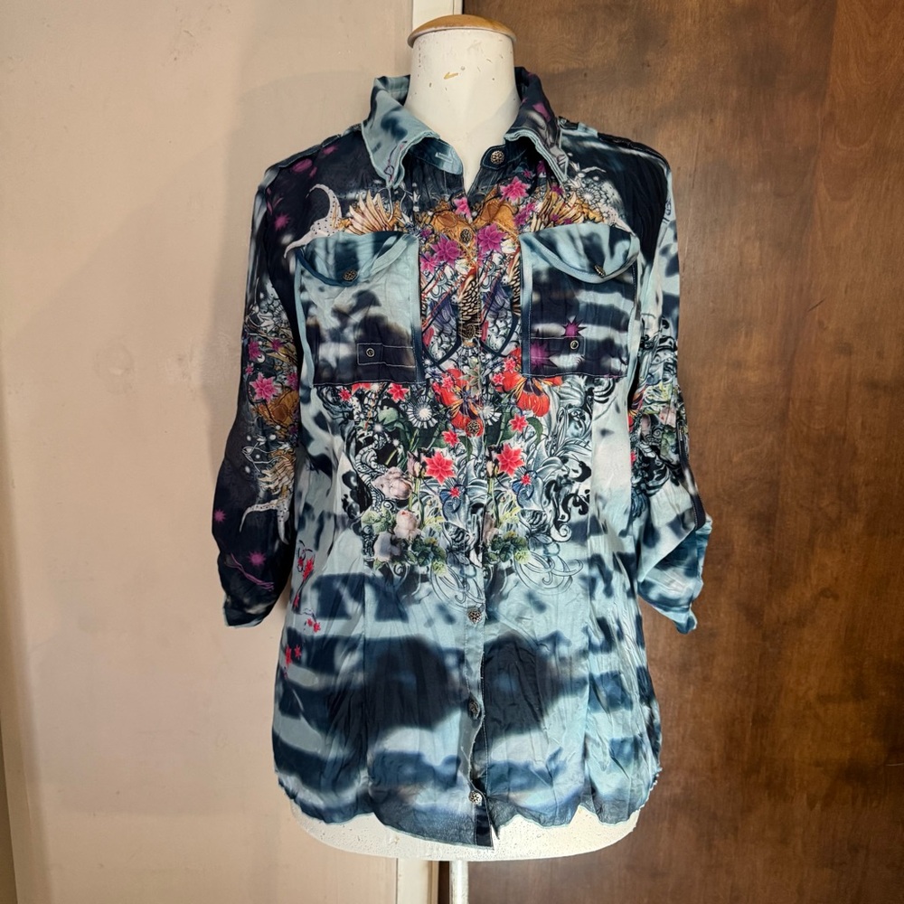 Alberto Makali Blue Tie-Dye Shirt